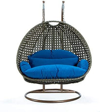 LeisureMod Beige 2 Person Hanging Double Swing/ Rattan Egg Chair