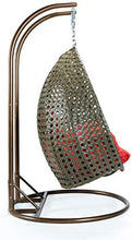 LeisureMod Beige 2 Person Hanging Double Swing/ Rattan Egg Chair