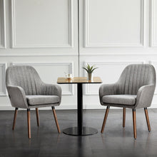 Gymax Set of 2 Accent Chairs Fabric Upholstered Armchairs w/Wooden Legs Gray