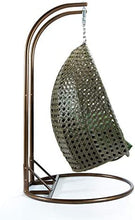 LeisureMod Beige 2 Person Hanging Double Swing/ Rattan Egg Chair
