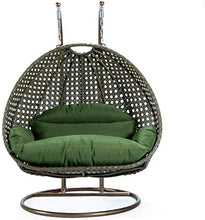 LeisureMod Beige 2 Person Hanging Double Swing/ Rattan Egg Chair