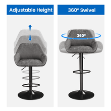 SMILE MART 2pcs Vintage Adjustable PU Leather Bar Stools with Backrest, Grey