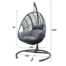 Wicker Swing Egg Chair,UV Resistant Cushion with Steel Stand, Hand Made Wicker Rattan Chair, 350LBS Capacity