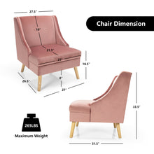Gymax Velvet Upholstered Armchair Swoop Arm Accent Chair w/ Rubber Wood Legs