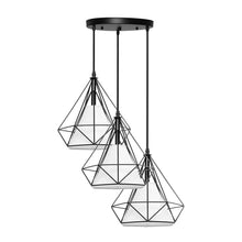 Industrial 3-Lights Pendant Light Fixture, Metal Cage Pendant Lighting Black, E27 Socket Vintage Cage Hanging Ceiling Lamp, Industrial Lighting Fixture for Kitchen Home Lighting (Cage Pendant Light)