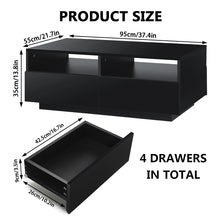 High Gloss Coffee Table LED Coffee Centre Table with Storage for Living Room, Black