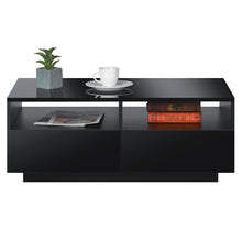 High Gloss Coffee Table LED Coffee Centre Table with Storage for Living Room, Black