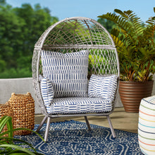 Better Homes & Gardens Kid's Ventura Outdoor Stationary Wicker Woven Egg Chair, Gray