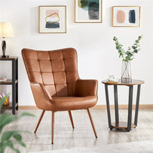 Alden Design Mid-Century Modern Faux Leather Wingback Accent Chair, Set of 2, Brown