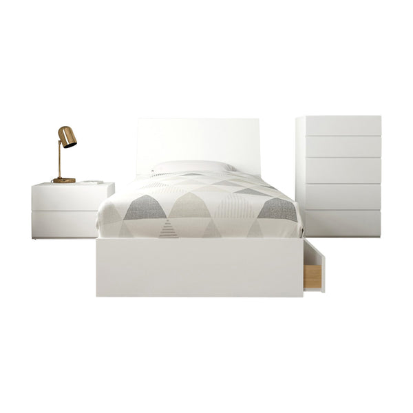 Nexera Malaga Platform Storage Bed Set - White