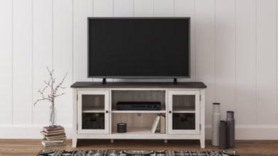Signature Design by Ashley Dorrinson Farmhouse TV Stand with Fireplace Option, Fits TVs up to 58
