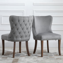 Clihome  Set of 2 Upholstered Solid Wood Wing-Back Dining Chair