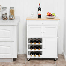 Gymax Modern Rolling Kitchen Cart Trolley Island Storage Cabinet w/Drawer&Wine Rack