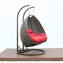 LeisureMod Beige 2 Person Hanging Double Swing/ Rattan Egg Chair