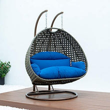 LeisureMod Beige 2 Person Hanging Double Swing/ Rattan Egg Chair