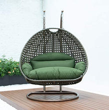 LeisureMod Beige 2 Person Hanging Double Swing/ Rattan Egg Chair