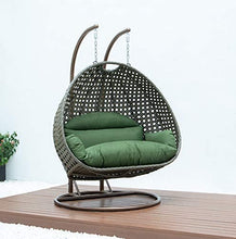 LeisureMod Beige 2 Person Hanging Double Swing/ Rattan Egg Chair