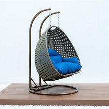 LeisureMod Beige 2 Person Hanging Double Swing/ Rattan Egg Chair