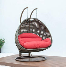 LeisureMod Beige 2 Person Hanging Double Swing/ Rattan Egg Chair