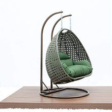 LeisureMod Beige 2 Person Hanging Double Swing/ Rattan Egg Chair