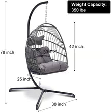 Radiata Foldable Wicker Rattan Hanging Egg Chair with Stand