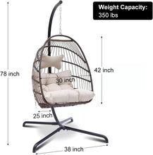 Radiata Foldable Wicker Rattan Hanging Egg Chair with Stand