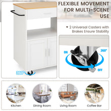 Costway Kitchen Island Cart Rolling Storage Cabinet w/ Drawer & Spice Rack Shelf White