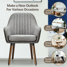 Gymax Set of 2 Accent Chairs Fabric Upholstered Armchairs w/Wooden Legs Gray