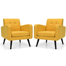 Gymax 2PCS Accent Armchair Single Sofa Chair Home Office w/ Wooden Legs Yellow