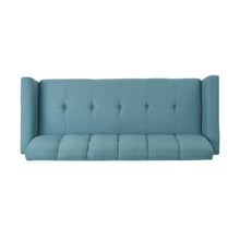 Noble House Triton Tufted Fabric Sofa, Blue, Natural