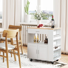 Costway Kitchen Island Cart Rolling Storage Cabinet w/ Drawer & Spice Rack Shelf White