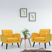Gymax 2PCS Accent Armchair Single Sofa Chair Home Office w/ Wooden Legs Yellow