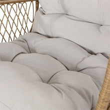 Maurice Outdoor Wicker Standing Basket Chair with Cushion, Light Brown, Beige