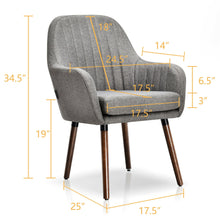 Gymax Set of 2 Accent Chairs Fabric Upholstered Armchairs w/Wooden Legs Gray