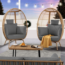 YITAHOME Wicker Egg Chair Outdoor Indoor Oversized Lounger with Stand and Cushions Egg Basket Chair for Patio Backyard Porch - Grey
