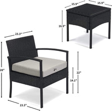 Leasbar Outdoor Chairs Set Bistro Set 3 Pieces Patio Conversation Set Furniture Set for Small Balcony Rattan Chairs and Table with Cushions Blue