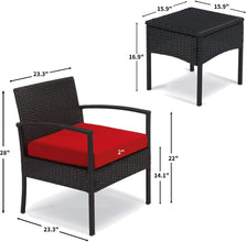 Leasbar Outdoor Chairs Set Bistro Set 3 Pieces Patio Conversation Set Furniture Set for Small Balcony Rattan Chairs and Table with Cushions Blue