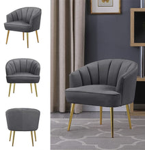 Morden Fort Velvet Barrel Club Chair Accent Armchair with Golden Legs , White