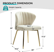 HULALA HOME Velvet Modern Small Armless Accent Chair with Gold Metal Legs, -Yellow