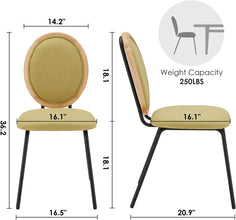 Caster Velvet Gilding Kitchen Dining Chairs Set of 2,Modern Industrial Upholstered Mid Century Metal Dining Chair for Dining Room Chairs Wood Round Back Dining Chair Indoor Small Place White ,18