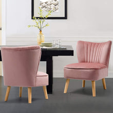 Giantex Velvet Accent Chair, Upholstered Modern Sofa Chair w/Wood Legs, Thickly Padded, Small Armless Wingback Club Chairs for Living Room Bedroom Furniture