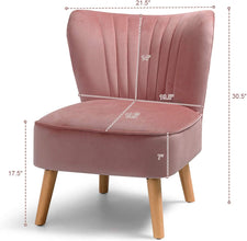 Giantex Velvet Accent Chair, Upholstered Modern Sofa Chair w/Wood Legs, Thickly Padded, Small Armless Wingback Club Chairs for Living Room Bedroom Furniture