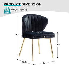 HULALA HOME Velvet Modern Small Armless Accent Chair with Gold Metal Legs, -Yellow
