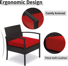 Leasbar Outdoor Chairs Set Bistro Set 3 Pieces Patio Conversation Set Furniture Set for Small Balcony Rattan Chairs and Table with Cushions Blue