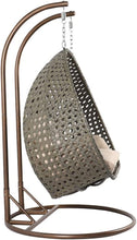 LeisureMod Beige 2 Person Hanging Double Swing/ Rattan Egg Chair