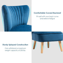 Giantex Velvet Accent Chair, Upholstered Modern Sofa Chair w/Wood Legs, Thickly Padded, Small Armless Wingback Club Chairs for Living Room Bedroom Furniture