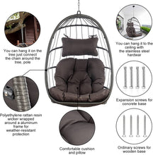 Radiata Foldable Wicker Rattan Hanging Egg Chair with Stand