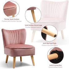 Giantex Velvet Accent Chair, Upholstered Modern Sofa Chair w/Wood Legs, Thickly Padded, Small Armless Wingback Club Chairs for Living Room Bedroom Furniture