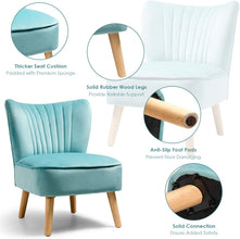 Giantex Velvet Accent Chair, Upholstered Modern Sofa Chair w/Wood Legs, Thickly Padded, Small Armless Wingback Club Chairs for Living Room Bedroom Furniture