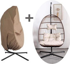 Radiata Foldable Wicker Rattan Hanging Egg Chair with Stand
